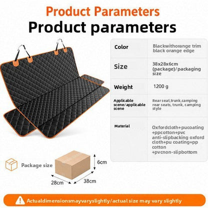 Padded Back Seat Cover for Dogs, Black with Orange Trim, image 4 of 6