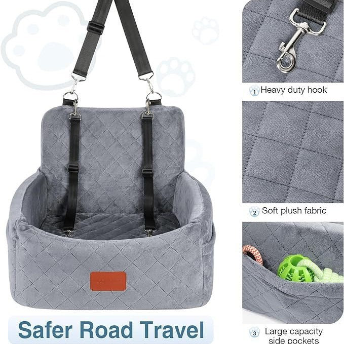 Quilted Dog Booster Car Seat with Zip-Off Cover, 45 × 45 × 35 cm, image 4 of 16