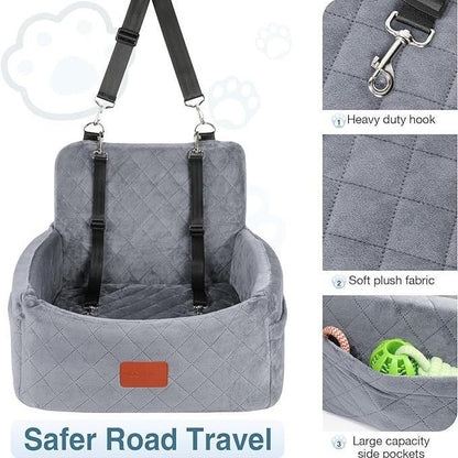 Quilted Dog Booster Car Seat with Zip-Off Cover, 45 × 45 × 35 cm, image 4 of 16