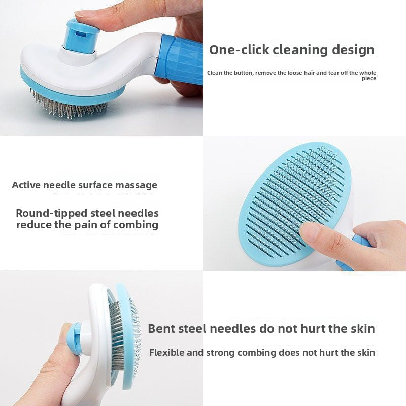 Self-Cleaning Dog Slicker Brush with Release Button, image 4 of 8