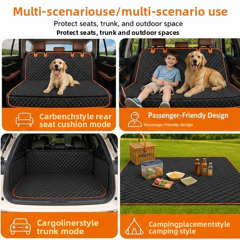 Padded Back Seat Cover for Dogs, Black with Orange Trim, image 5 of 6