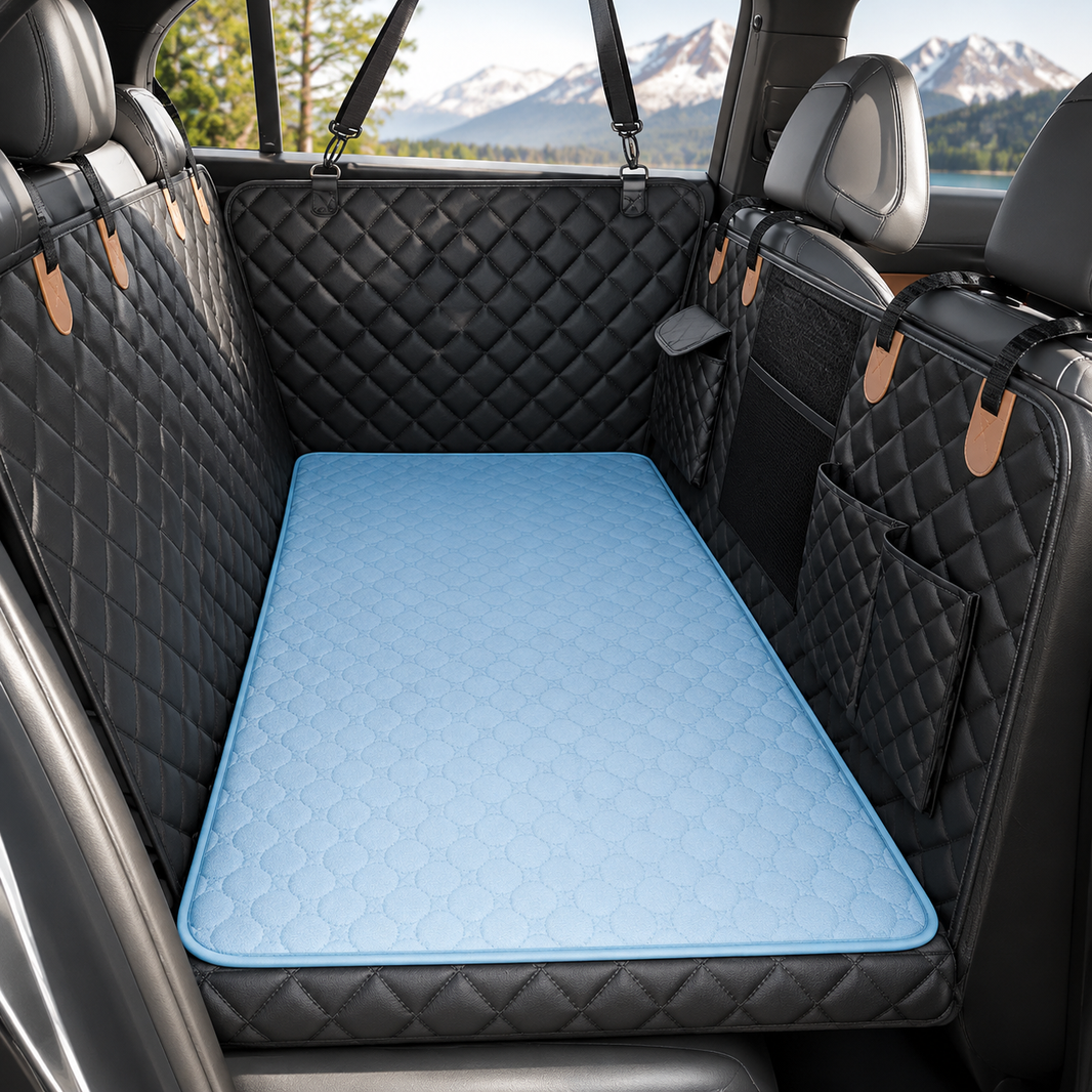 Cool-Touch Car Seat Mat for Dogs, Light Blue, 127 × 62 cm