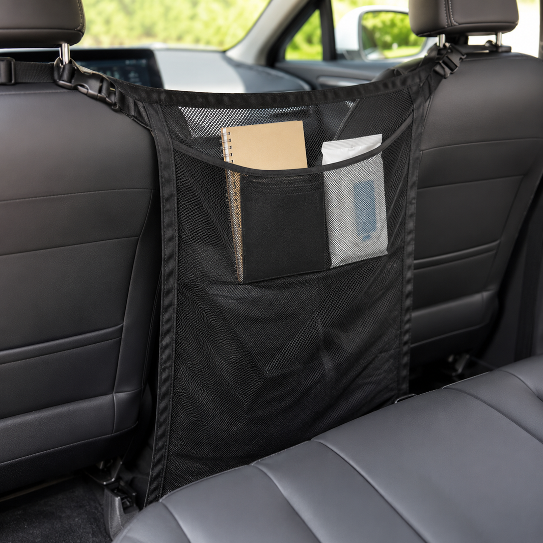 Adjustable Dog Car Barrier Net with Storage Pockets