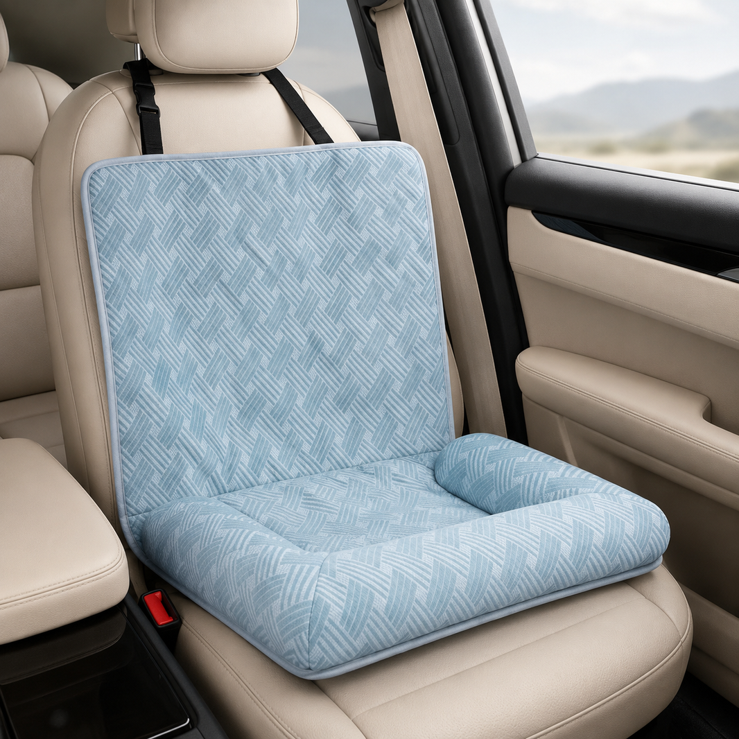 Quilted Dog Car Seat Cover, Blue