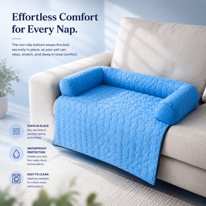 Cool-Touch Square Dog Bed, Blue, image 2 of 5
