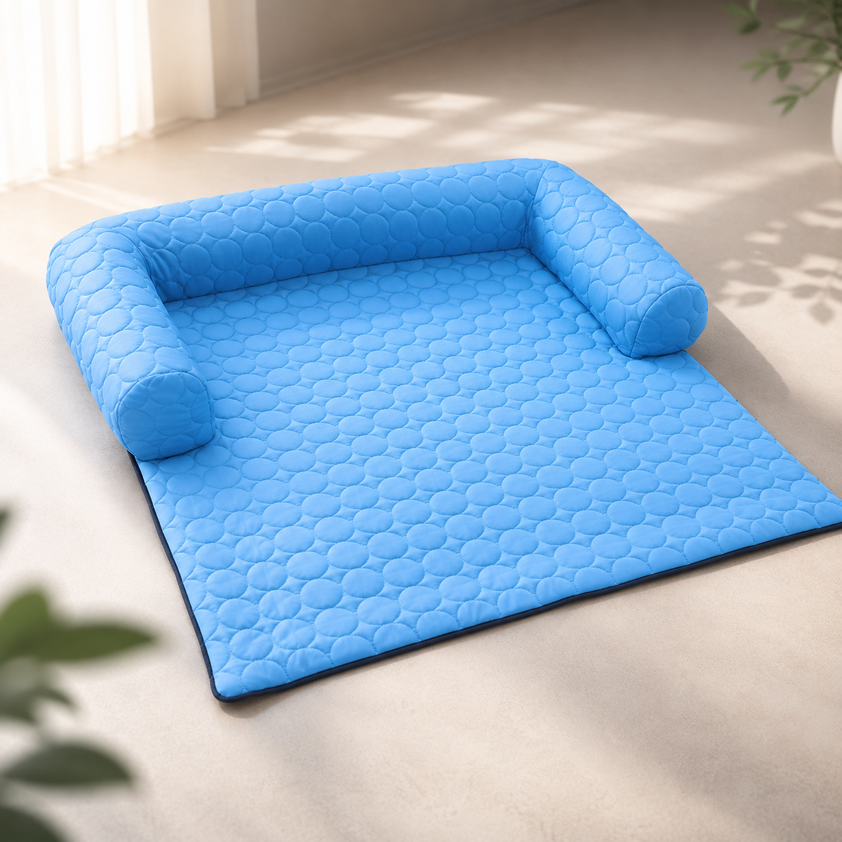 Cool-Touch Square Dog Bed, Blue