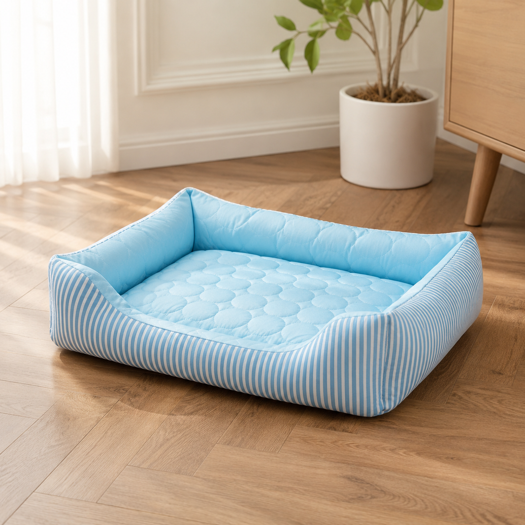 Cool-Touch Bolster Dog Bed, Light Blue, S–L