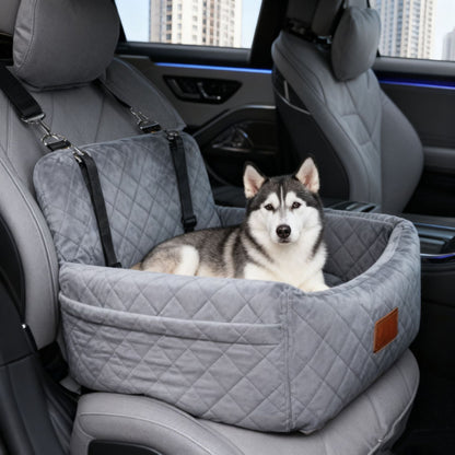 Quilted Dog Booster Car Seat with Zip-Off Cover, 45 × 45 × 35 cm, image 3 of 16
