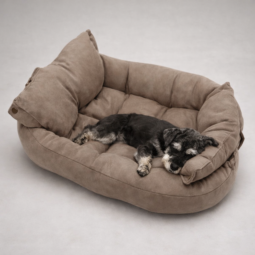 3-in-1 Convertible Dog Bed: Nest, Sofa or Mat, Washable Cushion