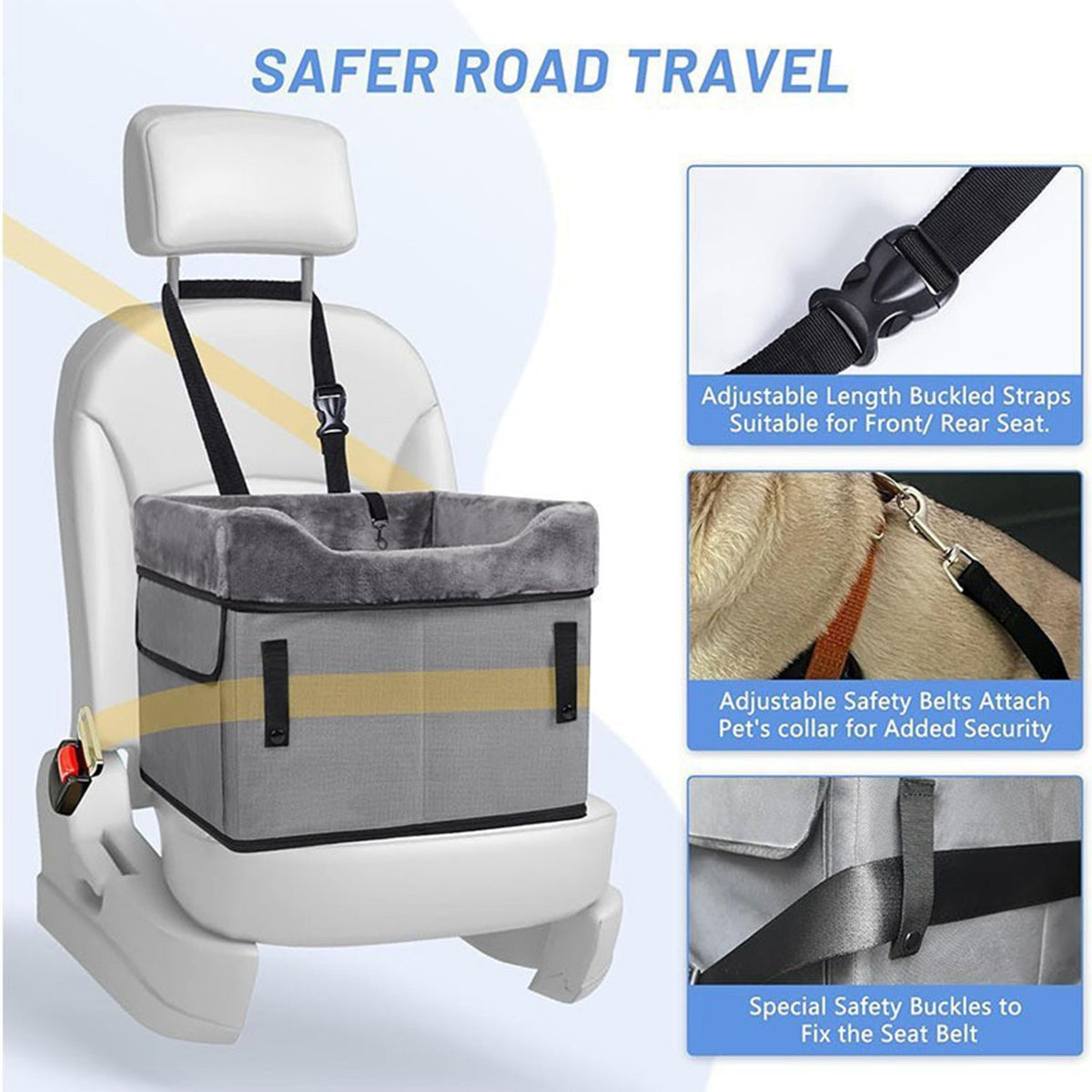 Small Dog Car Seat with Raised Walls, 39 × 37 × 34 cm, image 3 of 5