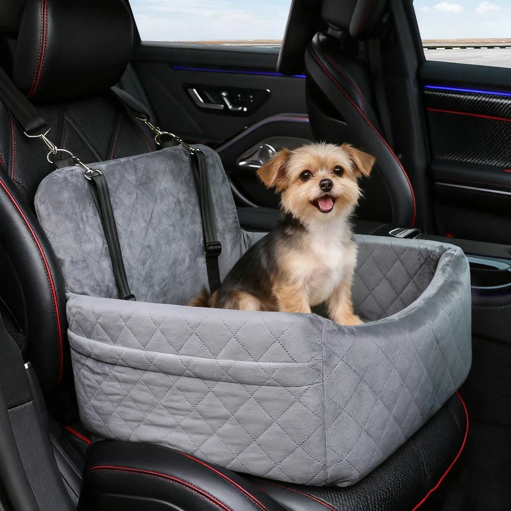 Quilted Elevated Dog Car Seat with Straps