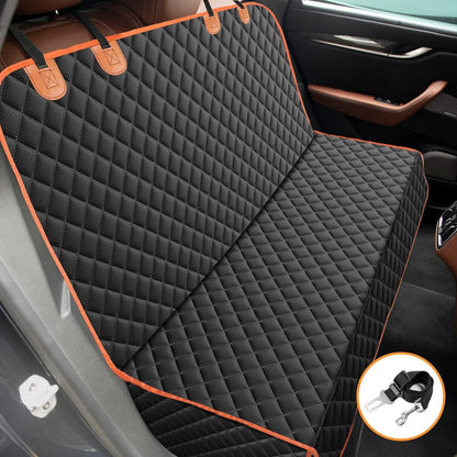 Padded Back Seat Cover for Dogs, Black with Orange Trim, image 6 of 6