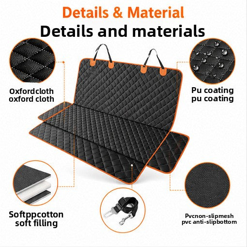Padded Back Seat Cover for Dogs, Black with Orange Trim, image 3 of 6