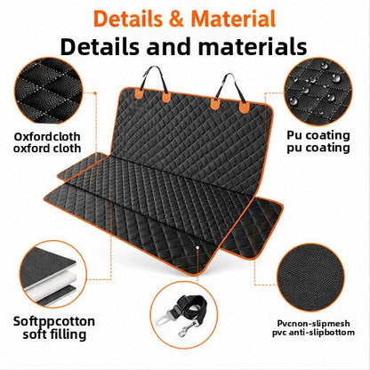 Padded Back Seat Cover for Dogs, Black with Orange Trim, image 3 of 6