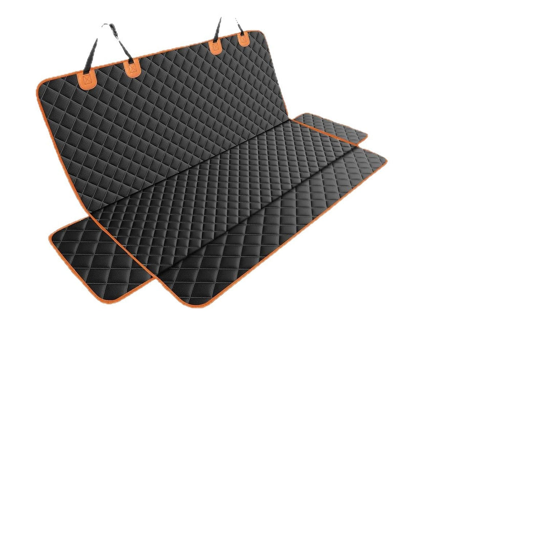 Padded Back Seat Cover for Dogs, Black with Orange Trim