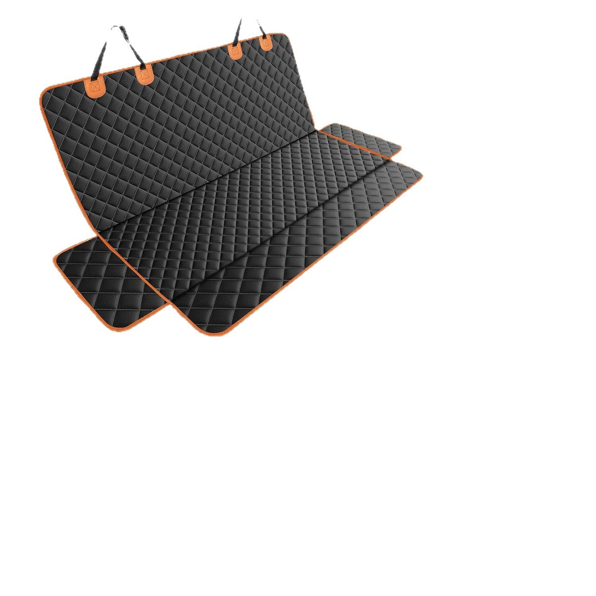 Padded Back Seat Cover for Dogs, Black with Orange Trim