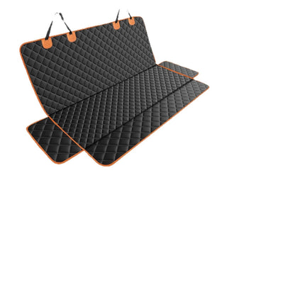 Padded Back Seat Cover for Dogs, Black with Orange Trim