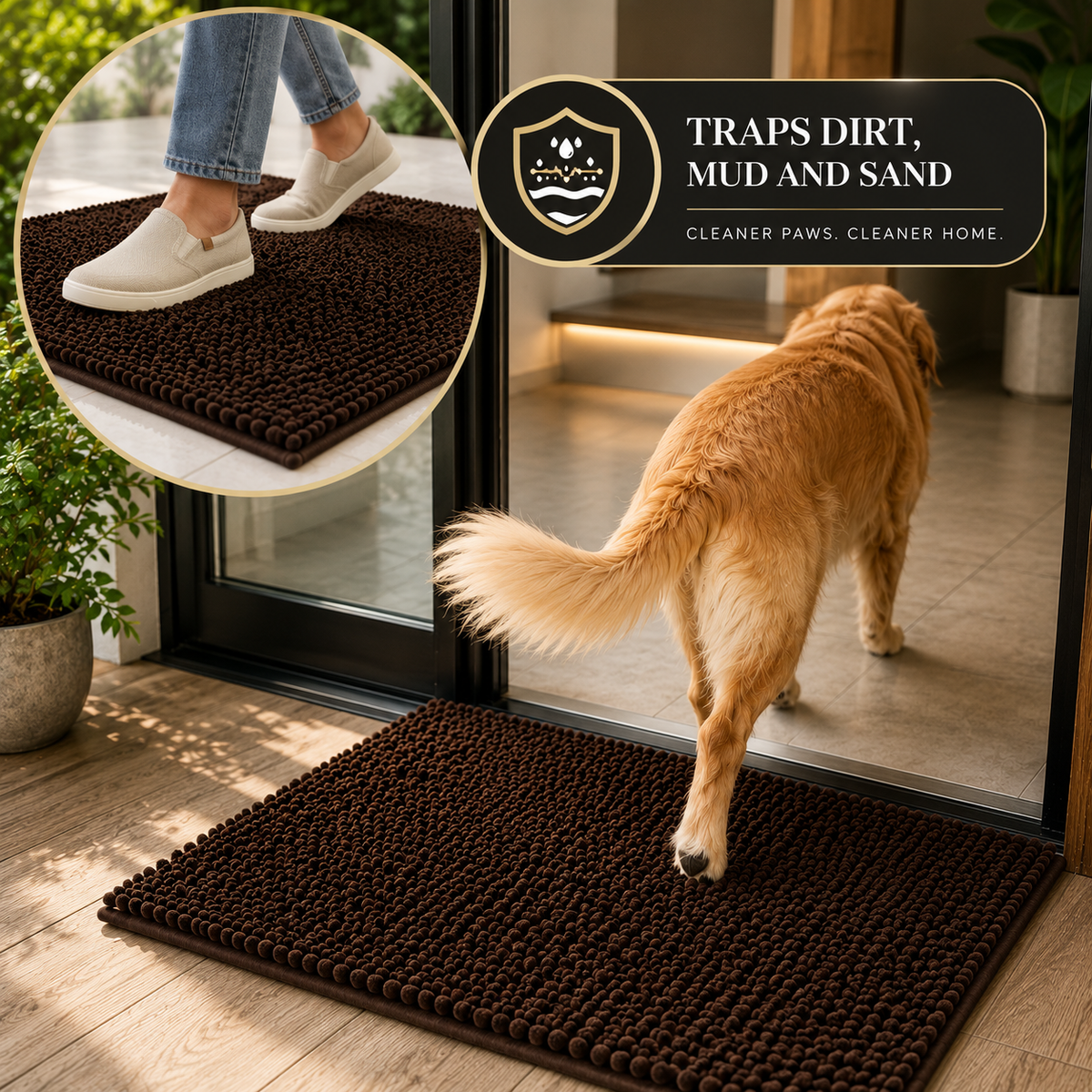 Absorbent Chenille Dog Door Mat, Non-Slip, Machine Washable, image 2 of 14